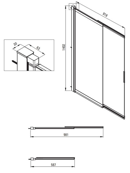 Deante Jasmin, paravan de baie 100x140 cm cu glisant, aripă rotativă, sticlă transparentă de 5 mm, profil cromat, DEA-KTJ_073R