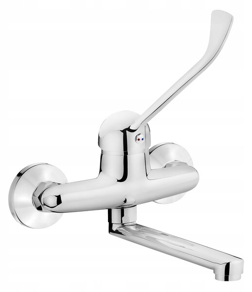 Clinica Deante Joko, baterie lavoar montată pe perete 150 mm cu pârghie medicală, crom, BOJ_050C