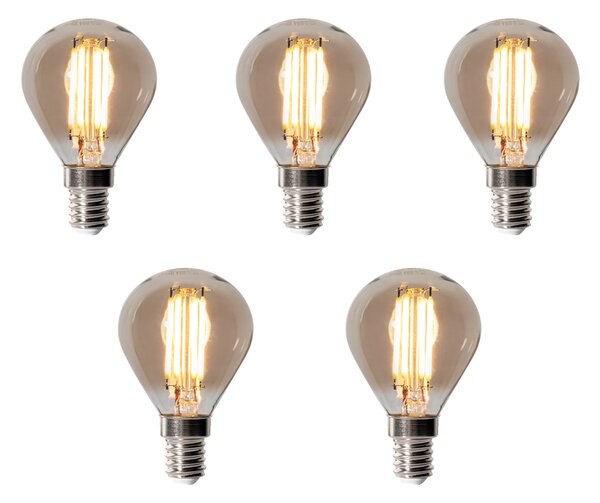 Set de 5 becuri LED E14 estompabile P45 fum 5W 470 lm 2200K