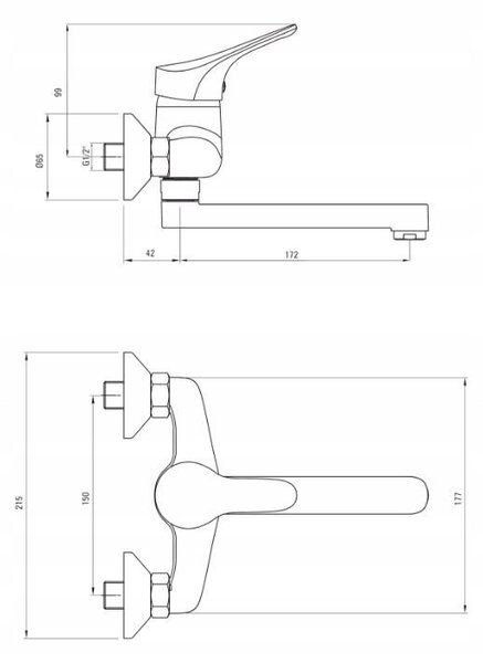 Deante Joko, robinet de lavoar montat pe perete 150 mm, crom, BOJ_050M