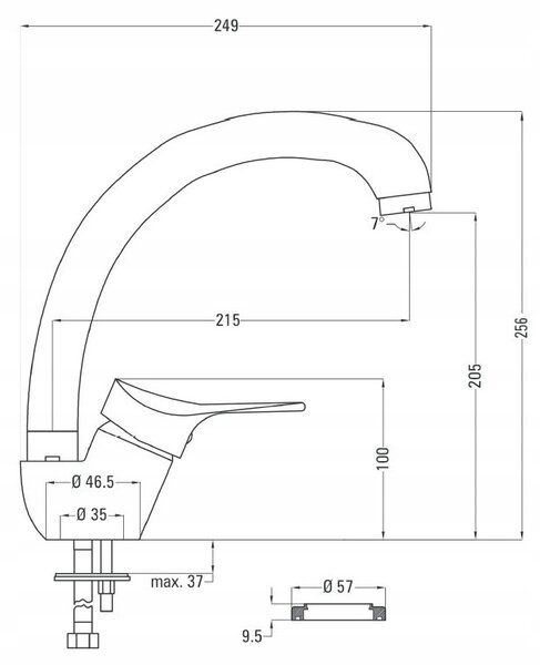Deante Joko, baterie chiuvetă cu braț „F”, crom, BOJ_066M