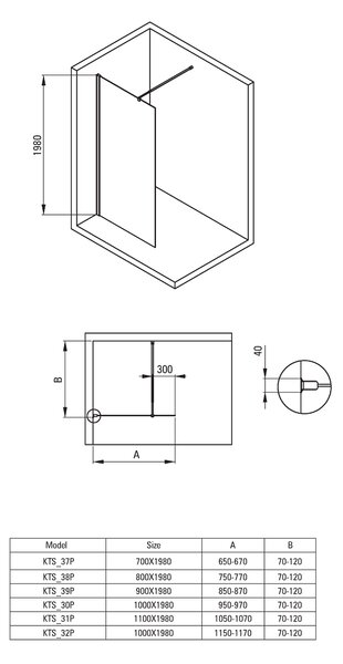 Deante Kerria Plus, cabină de duș 80 cm, înălțime 200 cm, sticlă transparentă de 6 mm cu ActiveCover, profil negru, KTS_N38P
