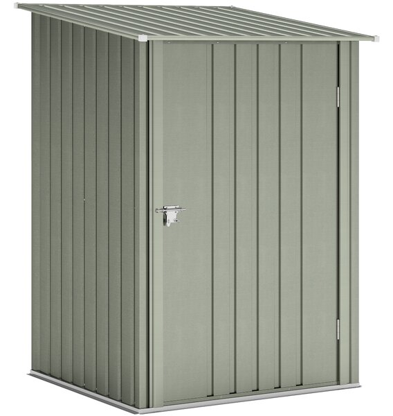 Outsunny Căsuță de Grădină 0,92m² din Oțel Galvanizat, Căsuță pentru Unelte cu Ușă Blocabilă și Acoperiș Înclinat, 100x104x160 cm, Argintiu Gri | Aosom Romania