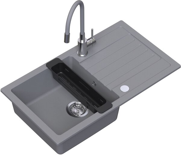 Ruvetti Natu Maxi chiuveta cu baterie și accesorii gri/oțel LP_3200-NM7744GR_W
