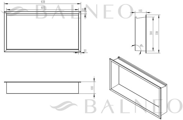 Balneo Wall Box raft de nișă 60 cm alb B0101050109-2