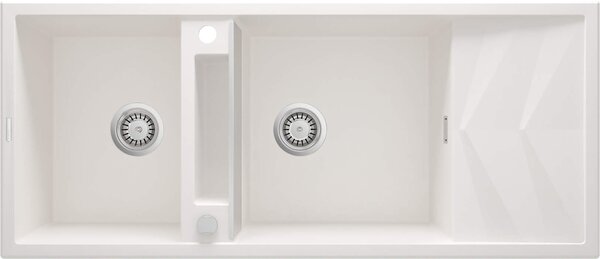 Deante Magnetic, chiuvetă din granit cu 2 camere cu scurgere 1160x500x224 mm, alb, DEA-ZRM_A213
