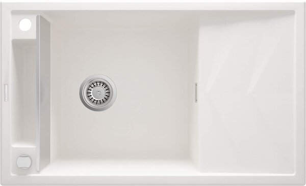 Deante Magnetic, chiuvetă blat granit 820x500x219 mm F/O, 3,5" + sifon care economisește spațiu, 1 cameră, alb, ZRM_A113