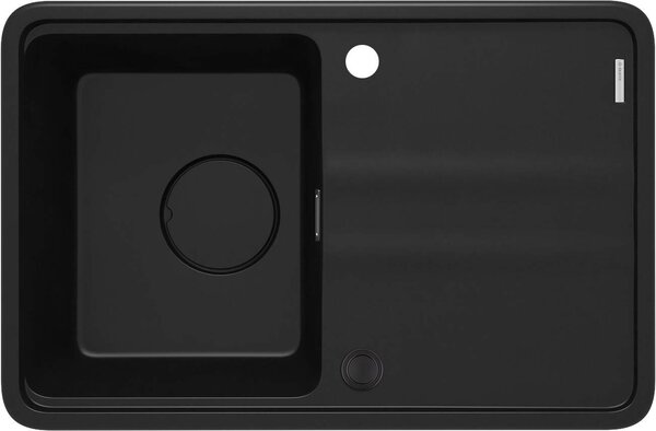 Deante Momi, chiuveta granit cu 1 camera 670x440x230 mm cu sifon economic, negru mat, DEA-ZKM_N11A