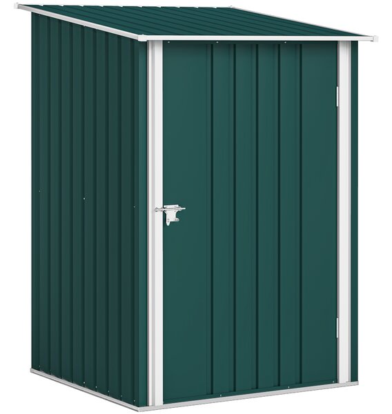 Outsunny Căsuță de Grădină 0,92m² din Oțel Galvanizat, Depozit pentru Unelte cu Ușă Blocabilă, Acoperiș Înclinat, 100x104x160 cm, Verde | Aosom Romania