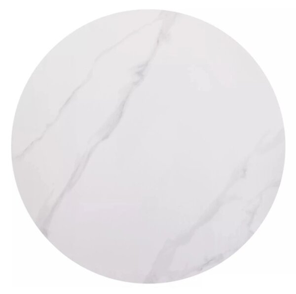Masa rotunda de dining RION 90 cm cu blat ceramic, marmura alba