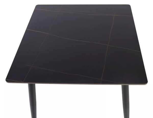 Masa de dining RION 80x80 cm cu blat ceramic, marmura neagra
