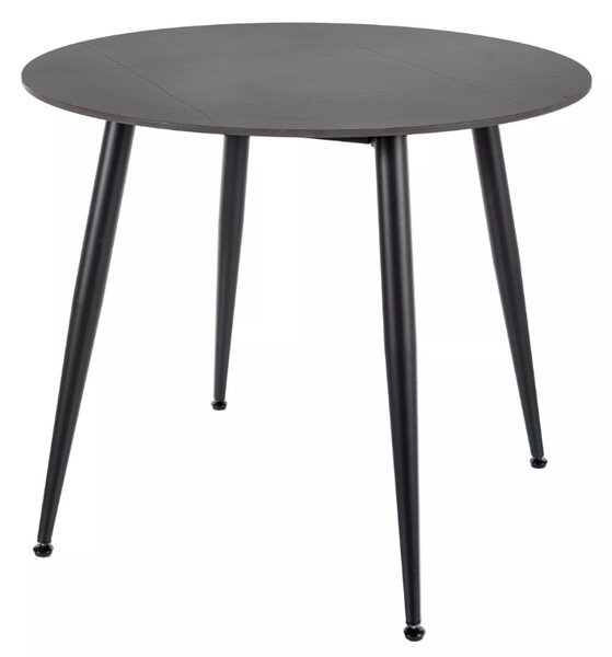 Masă rotundă de dining RION 90 cm cu blat ceramic, marmură neagră