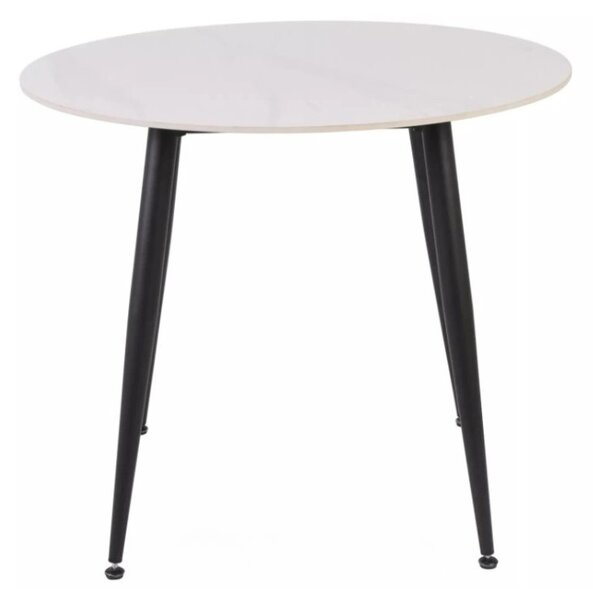 Masa rotunda de dining RION 90 cm cu blat ceramic, marmura alba