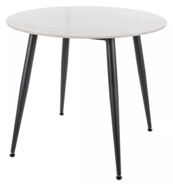 Masa rotunda de dining RION 90 cm cu blat ceramic, marmura alba
