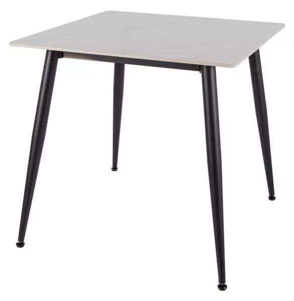 Masa de sufragerie RION 80x80 cm cu blat ceramic, marmura alba