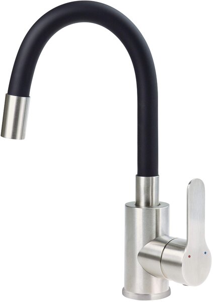 Deante Neo, baterie chiuveta cu brat flexibil h-310, otel negru mat, DEA-BLU_B240