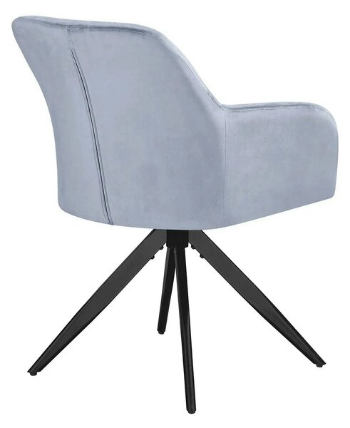 Scaun rotativ MAX, albastru deschis/negru, stofa catifelata/metal, 61x