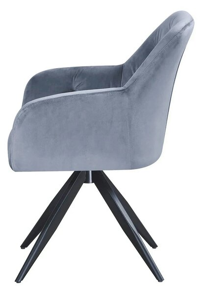 Scaun rotativ MAX, albastru deschis/negru, stofa catifelata/metal, 61x