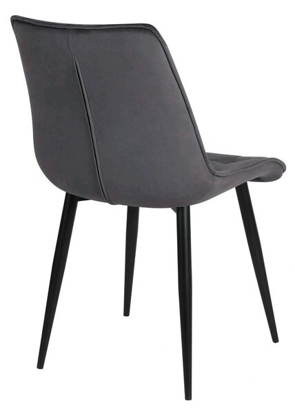 Scaun RON, gri inchis/negru, stofa catifelata/metal, 48x62x87 cm