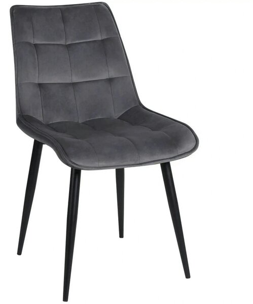 Scaun RON, gri inchis/negru, stofa catifelata/metal, 48x62x87 cm
