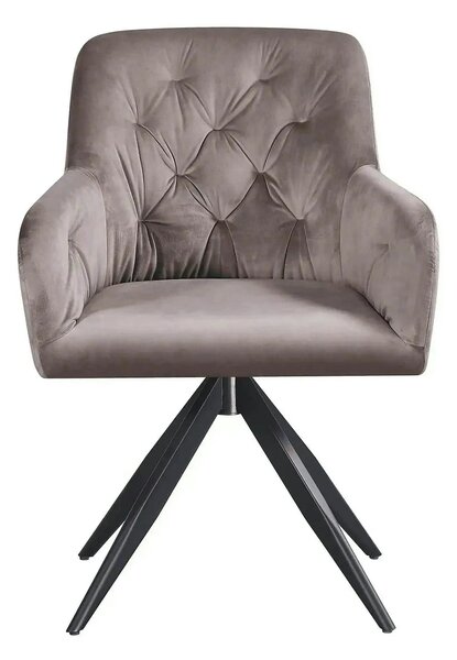 Scaun rotativ MAX, bej inchis/negru, stofa catifelata/metal, 61x61x85