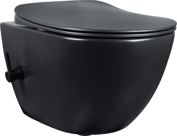 Deante Peonia, vas de toaletă de perete cu funcție de bideu 515x370 mm, negru mat, DEA-CBP_NWPW