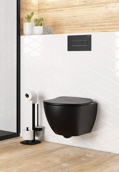 Deante Peonia, vas de toaletă de perete cu funcție de bideu 515x370 mm, negru mat, DEA-CBP_NWPW