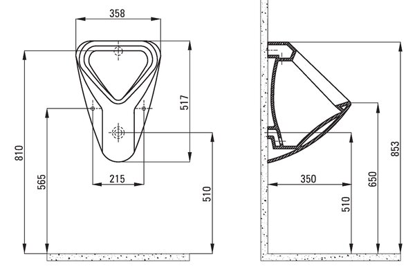 Deante Peonia, pisoar suspendat 520x400x400 mm cu racord apa spate, alb, CDE_6P2W