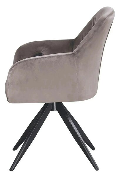Scaun rotativ MAX, bej inchis/negru, stofa catifelata/metal, 61x61x85