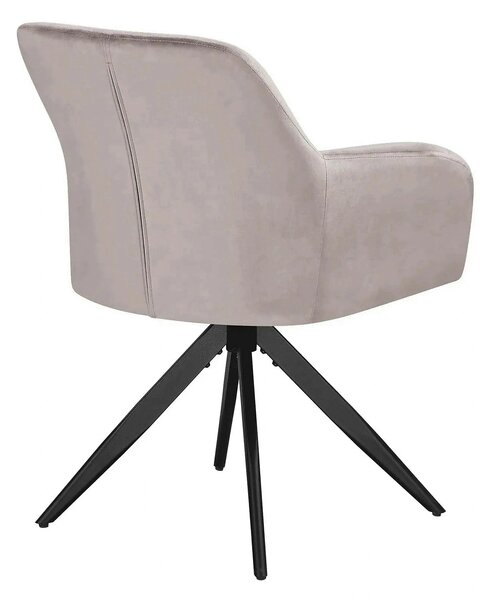 Scaun rotativ MAX, bej inchis/negru, stofa catifelata/metal, 61x61x85
