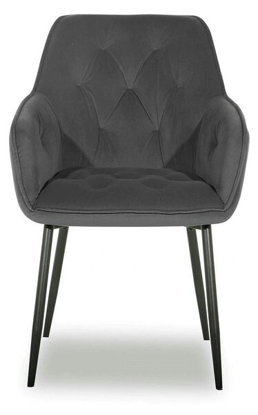 Scaun BEL NEW, gri inchis/negru, stofa catifelata/metal, 58x63x86 cm
