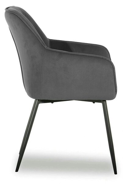 Scaun BEL NEW, gri inchis/negru, stofa catifelata/metal, 58x63x86 cm