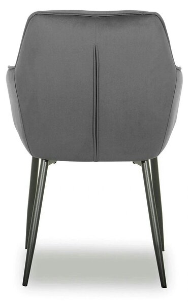 Scaun BEL NEW, gri inchis/negru, stofa catifelata/metal, 58x63x86 cm