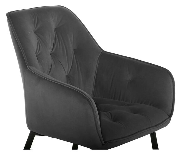 Scaun BEL NEW, gri inchis/negru, stofa catifelata/metal, 58x63x86 cm