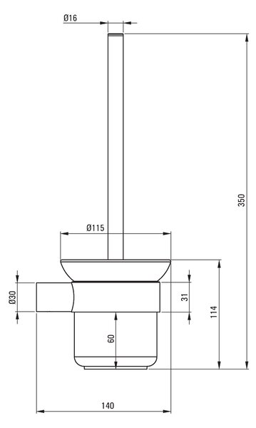 Deante Round, perie de toaletă montată pe perete, negru mat, ADR_N711