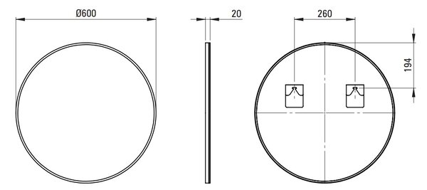 Deante Oglindă rotundă, rotundă, cu cadru negru 60 cm, negru mat, DEA-ADR_N831