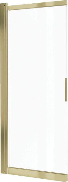 Deante Prizma, paravan de baie 100x140 cm cu glisant, aripă rotativă, sticlă transparentă de 5 mm, profil auriu mat, DEA-KTJ_R73R