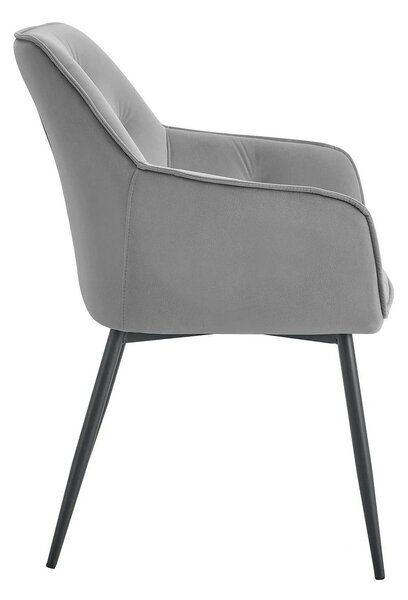 Scaun BEL NEW, gri deschis/negru, stofa catifelata/metal, 58x63x86 cm