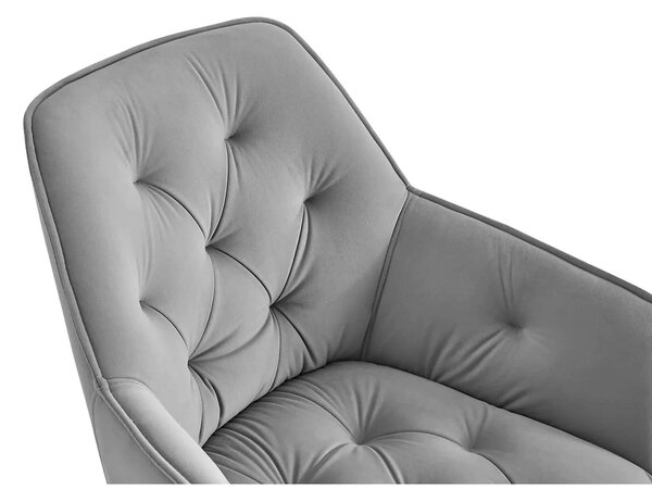 Scaun BEL NEW, gri deschis/negru, stofa catifelata/metal, 58x63x86 cm