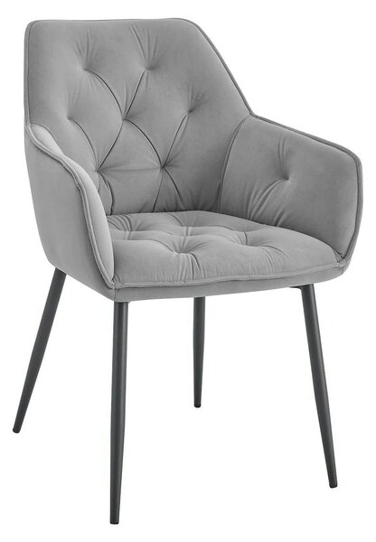 Scaun BEL NEW, gri deschis/negru, stofa catifelata/metal, 58x63x86 cm