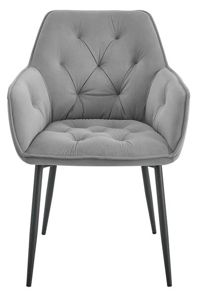 Scaun BEL NEW, gri deschis/negru, stofa catifelata/metal, 58x63x86 cm