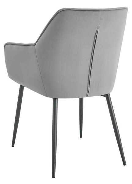 Scaun BEL NEW, gri deschis/negru, stofa catifelata/metal, 58x63x86 cm