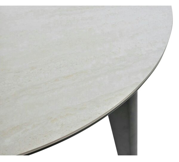Masa extensibila ARES, bej cu efect de piatra travertin/negru, ceramic