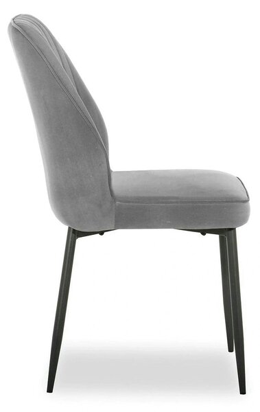 Scaun LEX, gri deschis/negru, stofa catifelata/metal, 47x60x89 cm