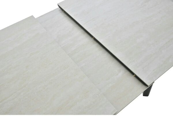 Masa extensibila ARES, bej cu efect de piatra travertin/negru, ceramic