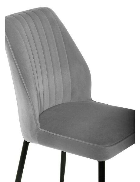 Scaun LEX, gri deschis/negru, stofa catifelata/metal, 47x60x89 cm