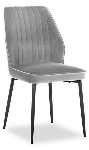 Scaun LEX, gri deschis/negru, stofa catifelata/metal, 47x60x89 cm