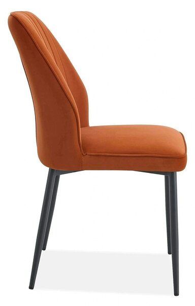 Scaun LEX, caramiziu/negru, stofa catifelata/metal, 47x60x89 cm
