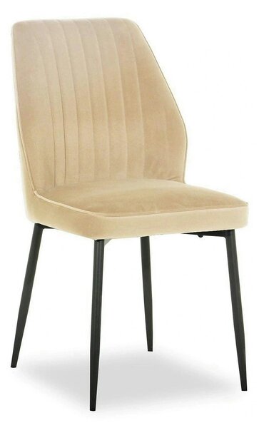 Scaun LEX, bej/negru, stofa catifelata/metal, 47x60x89 cm