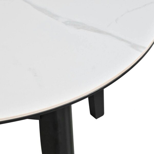 Masa extensibila ARES, alb cu efect de marmura/negru, ceramica/metal